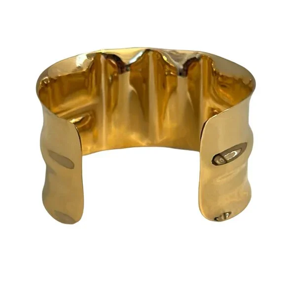 Gold Hammered Cuff Bracelet - Picture 6 of 6